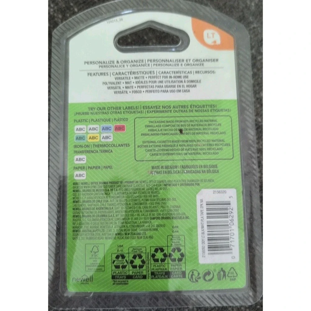 Dymo 91331 White Plastic Lable Marker Tape 1/2 in x 13 ft New 2 Refills